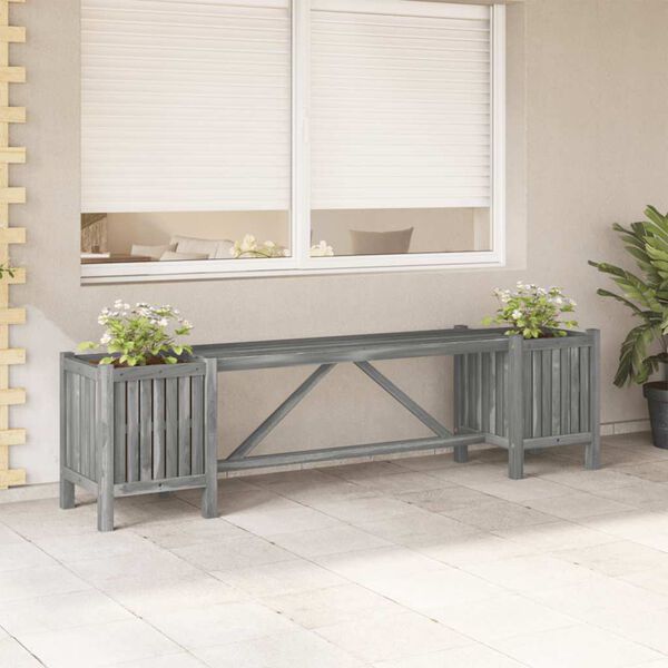 vidaXL Panca da Giardino con 2 Fioriere 150cm Legno di Acacia Grigio