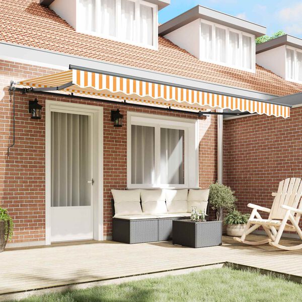 vidaXL Tenda Retrattile Giallo e Bianco 350 x 200 cm