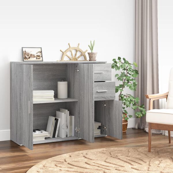 vidaXL Credenza Grigio Sonoma 91x29,5x75 cm in Legno Multistrato