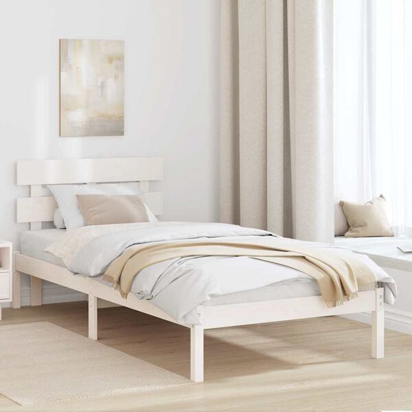vidaXL Struttura del letto Bianco 90 x 200 cm Legno massello di pino