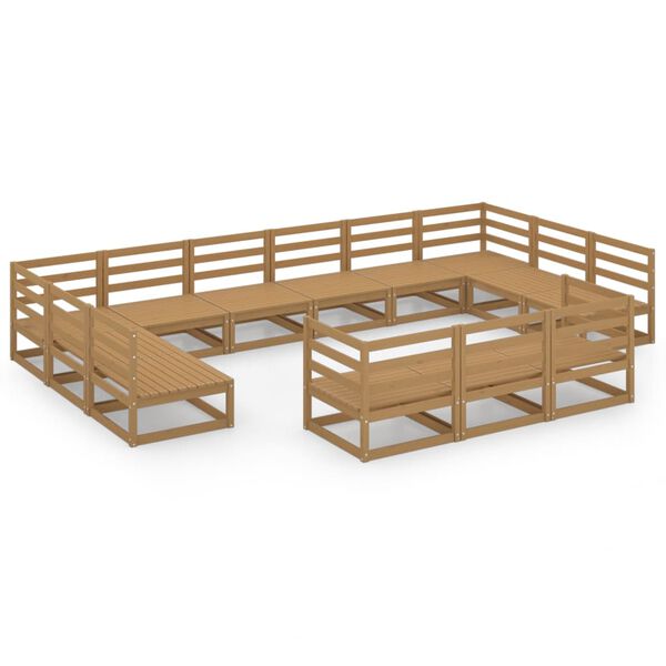 vidaXL Set Divani da Giardino 13 pz in Legno Massello di Pino