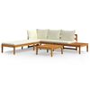vidaXL Set Divani Giardino 3 pz Cuscini Bianco Crema in Legno d'Acacia