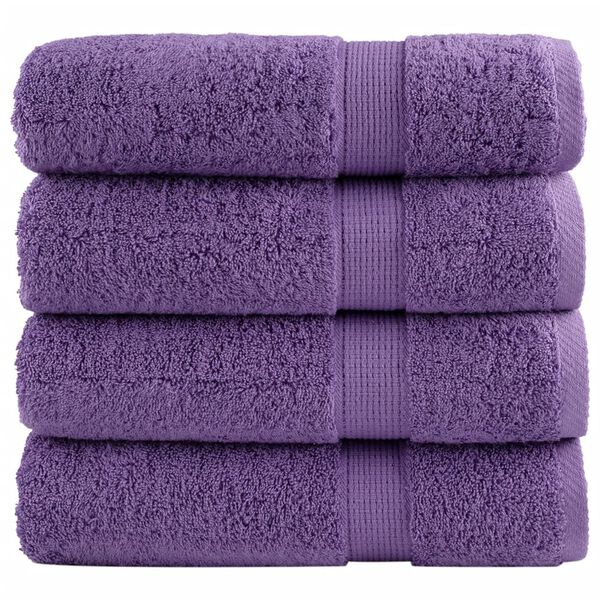 vidaXL Asciugamani da bagno Premium SOLUND 4 pz Viola 100x150 cm 600 g/m²
