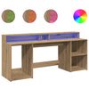vidaXL Scrivania con LED Rovere Artigianale 200x55x91 cm in Truciolato