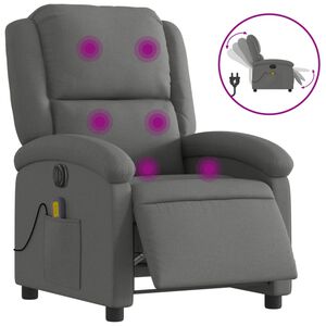 vidaXL Poltrona Reclinabile Massaggio Elettrica Grigio Scuro Tessuto