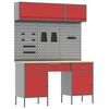 vidaXL Set di mobili da lavoro con cassetto con blocco 8 pz Rosso