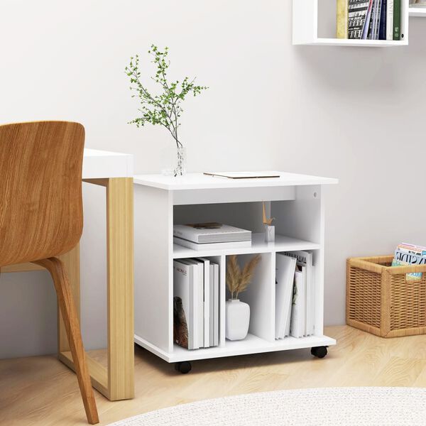 vidaXL Mobiletto con Ruote Bianco 60x45x60 cm in Legno Multistrato