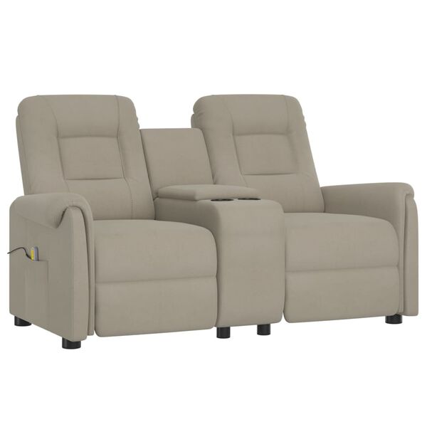 vidaXL Divano a 2 Posti con Portabicchieri Grigio Chiaro