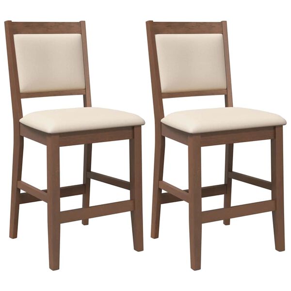 vidaXL Sgabelli da Bar con Cuscini 2pz Marrone Legno Massello di Hevea