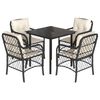 vidaXL Set da Pranzo da Giardino 5 pz Nero con Cuscini in Polyrattan