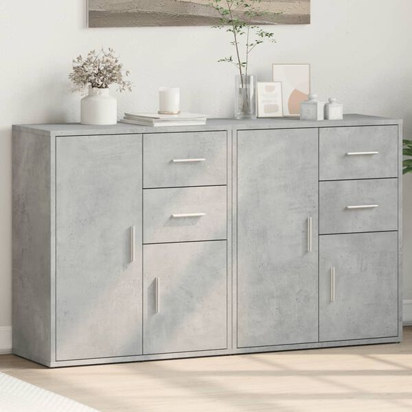 vidaXL Credenze 2 pz Grigio Cemento 60x31x70 cm in Legno Multistrato
