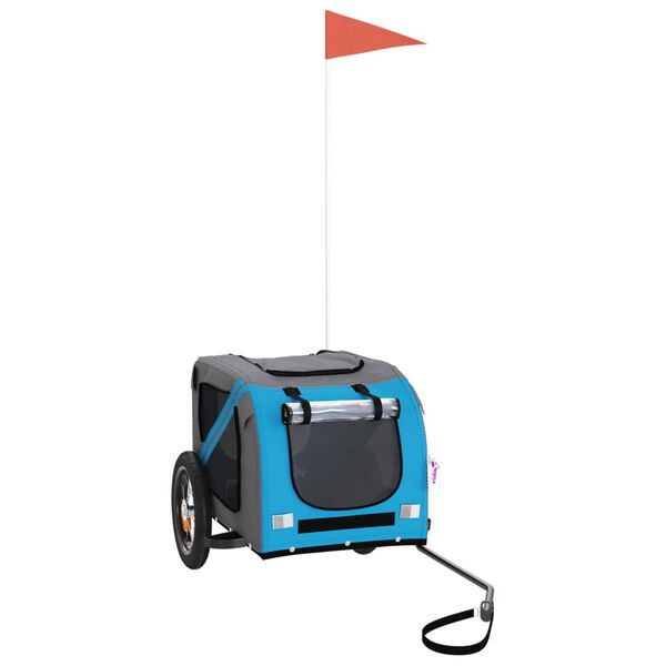 vidaXL Rimorchio da Bici per Animali Blu e Grigio Oxford e Ferro