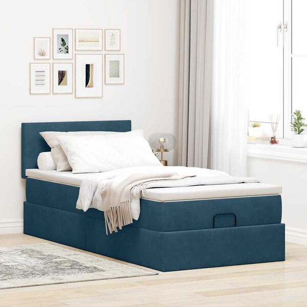 vidaXL Struttura Letto Pouf con Materasso 100x200 cm Velluto