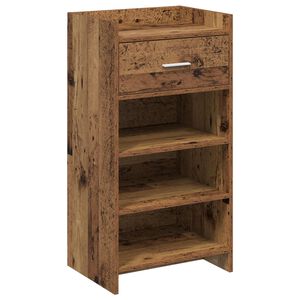 vidaXL Mobile per scarpe con cassetto Legno antico 48 x 36 x 92 cm