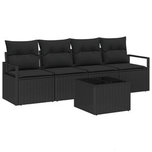 vidaXL Set di divani 5 pcs Nero polyrattan