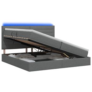 vidaXL Letto con contenitore LED e materasso Grigio Scuro 200 x 200 cm