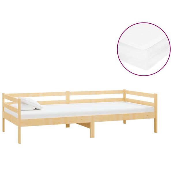 vidaXL Divano Letto con Materasso 90x200 cm Legno Massello di Pino