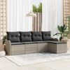 vidaXL Set Divano da Giardino 5 pcs Grigio chiaro Poly Rattan