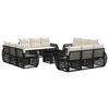 vidaXL Set Divano da Giardino 13 pz Nero e Bianco Crema polyrattan