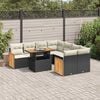 vidaXL Set Divani da Giardino 9 pz con Cuscini Nero Polyrattan Acacia