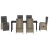 vidaXL Set da Pranzo per Giardino con cuscino 7 pcs Grigio polyrattan