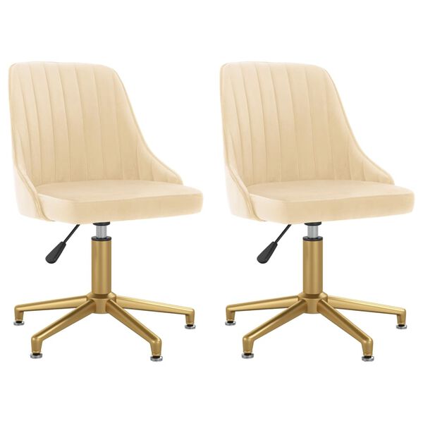vidaXL Sedie da Pranzo Girevoli 2 pz Crema in Velluto