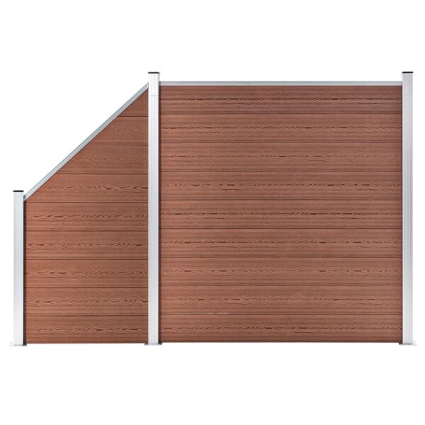 vidaXL Pannelli Recinzione 1 Quadrato 1 Inclinato 273x186 cm Marrone