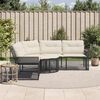 vidaXL Divano da Giardino a L con Cuscini e Pouf Nero in Polyrattan