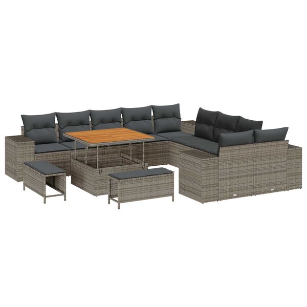 vidaXL Set Divano da Giardino 13 pcs Grigio polyrattan