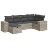 vidaXL Set Divano da Giardino 6pz con Cuscini Grigio Chiaro Polyrattan