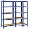 vidaXL Set di Scaffali 2pz a 5 Ripiani Blu Acciaio e Legno Multistrato