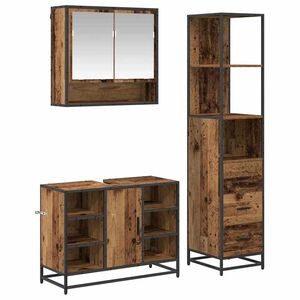 vidaXL Set di mobili per il bagno con cassetto 3 pcs Legno vecchio