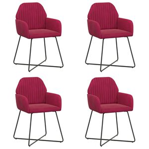 vidaXL Sedie da pranzo 4 pz Velluto Rosso Vino 55 x 50 x 84 cm