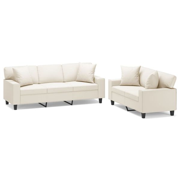 vidaXL Set di Divani 2 pz con Cuscini Crema in Similpelle