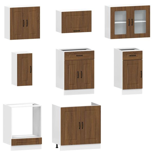 vidaXL Set Mobili da Cucina 8 pz Kalmar Rovere Marrone in Truciolato
