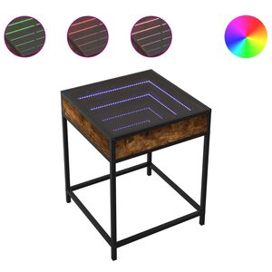vidaXL Tavolino da Salotto con LED Infinity Rovere Fumo 40x40x51 cm