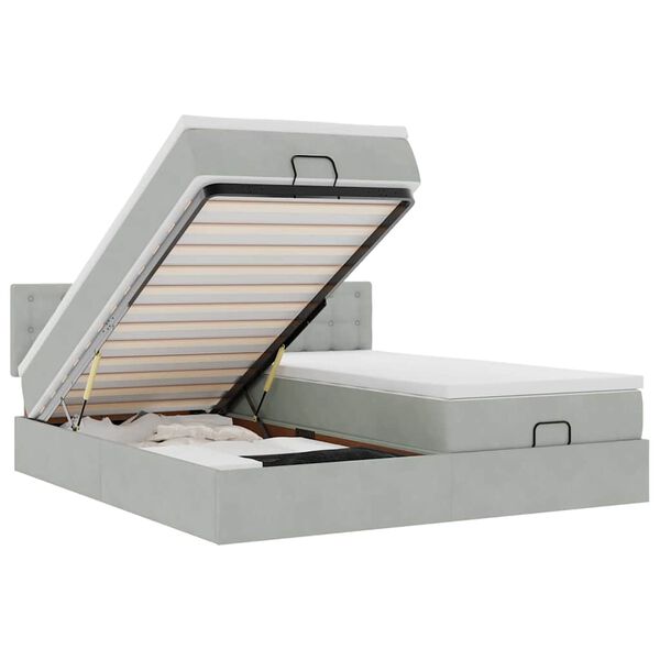 vidaXL Struttura Letto Pouf con Materassi 160x200 cm in Velluto