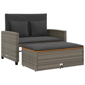 vidaXL Divano Giardino con Cuscini 2 Posti Grigio in Polyrattan Acacia