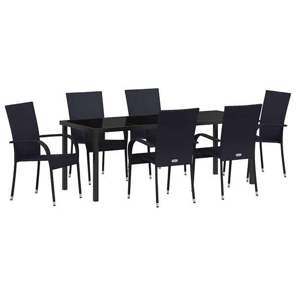 vidaXL Set da Pranzo per Giardino 7 pcs Nero