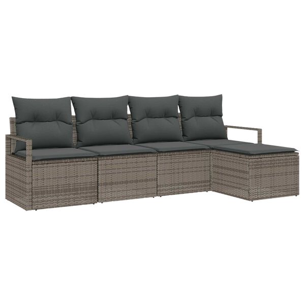 vidaXL Set di divani con cuscino 5 pcs Grigio polyrattan