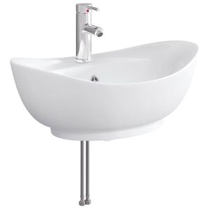 vidaXL Lavabo con rubinetto e scarico Cromato 59 x 35 x 21 cm Ceramica
