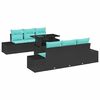 vidaXL Set Divano da Giardino 7 pz 6-Numero di posti Nero e Turchese