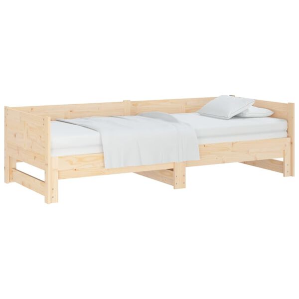 vidaXL Dormeuse Estraibile in Legno Massello di Pino 2x(90x190) cm