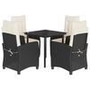 vidaXL Set da Pranzo da Giardino 5 pz Nero con Cuscini in Polyrattan