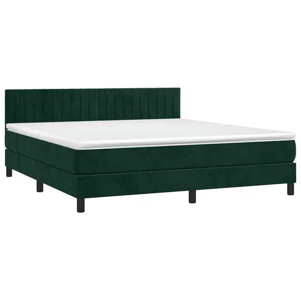 vidaXL Letto a Molle con Materasso e LED Verde Scuro 160x200cm Velluto