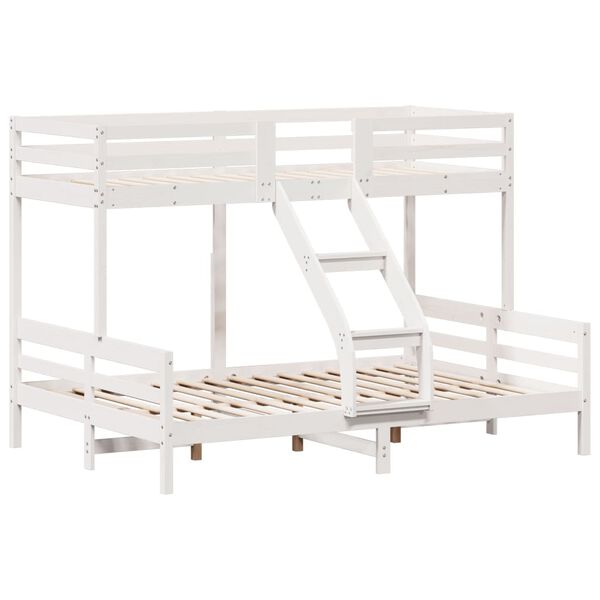 vidaXL Letto a Castello 90x200/140x200cm Bianco Legno Massello di Pino