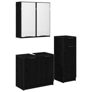 vidaXL Set di mobili per il bagno 3 pz Rovere Nero 64,5 x 33,5 x 59 cm