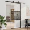vidaXL Porta scorrevole Nero 90 x 205 cm Vetro temperato e alluminio