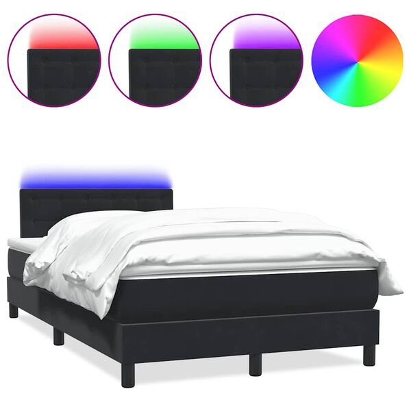 vidaXL Letto a Molle con Materasso e LED Nero 120x210 cm in Velluto