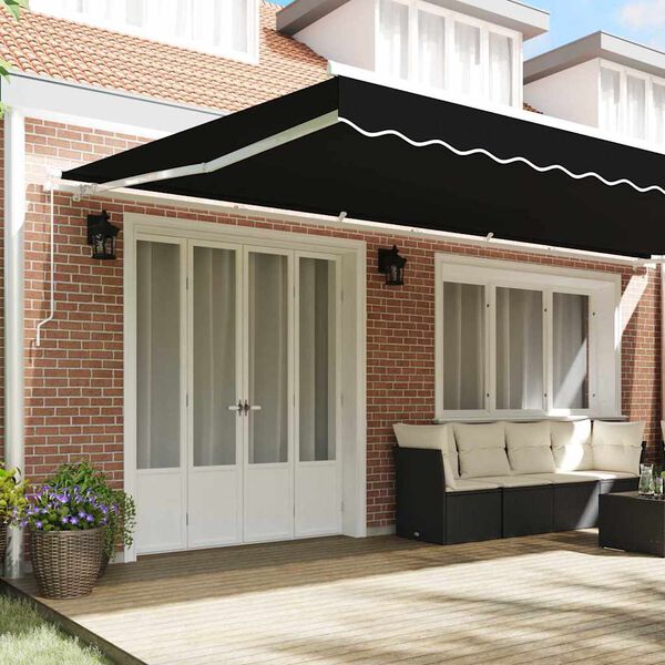 vidaXL Telo di ricambio per tenda da sole Nero 580 x 295 cm Poliestere